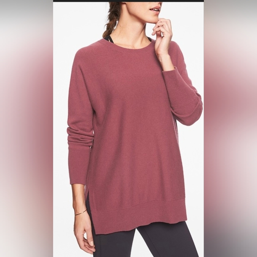 Athleta Cashmere & Wool Stargazer Pullover Mauve Pink Medium Women's Relaxed